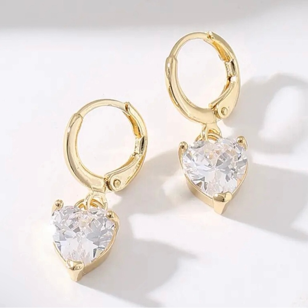 Crystal heart drop earrings